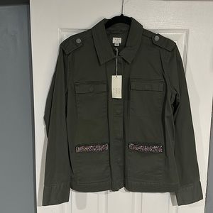 Never Worn A New Day Olive Green Jacket with color gems on pockets size x-large